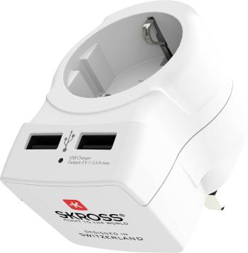 Skross 1500280-1 cestovný adaptér  Europe to UK USB (Bulk)