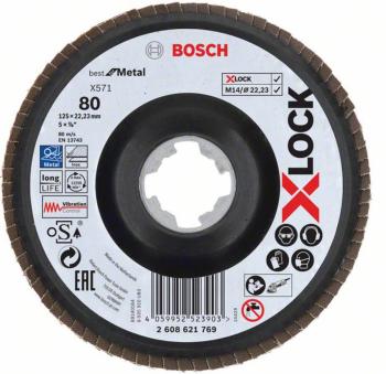 Bosch Accessories 2608621769 Lamelový disk X-LOCK, kovový, s uhlovým dizajnom, G 80, X571, 125 mm, K80    1 ks