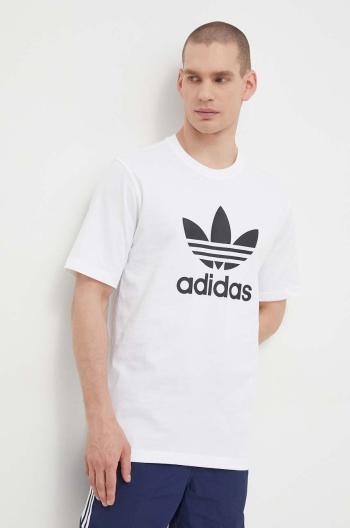 Bavlnené tričko adidas Originals Trefoil pánske, biela farba, s potlačou, IV5353