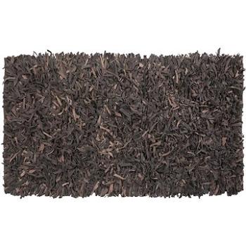 Hnedý shaggy kožený koberec 80 × 150 cm MUT, 57762 (beliani_57762)