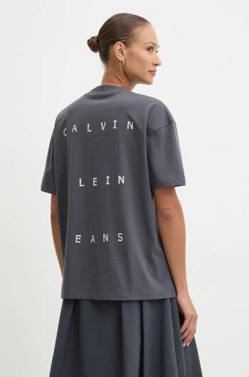 Bavlnené tričko Calvin Klein Jeans dámske, šedá farba, J20J225390