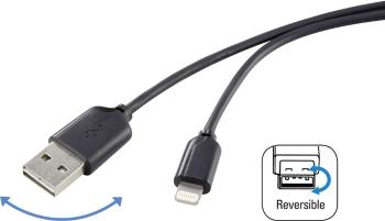 Renkforce #####USB-Kabel USB 2.0 #####USB-A Stecker, #####Apple Lightning Stecker  1.00 m čierna obojstranne zapojiteľná
