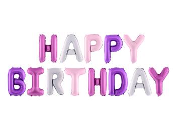 PartyDeco Fóliový balón - písmo Happy Birthday
