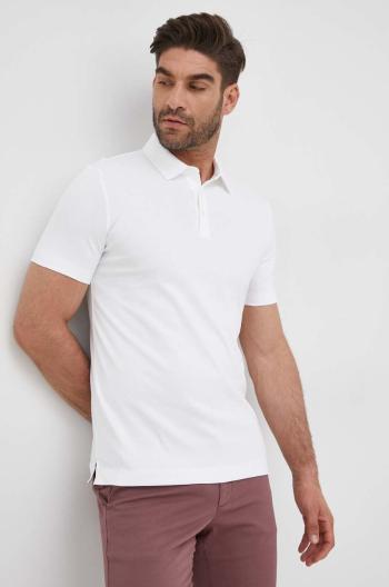 Bavlnené polo tričko BOSS biela farba, jednofarebné