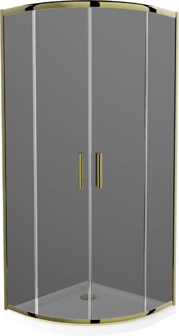 MEXEN/S - Apia sprchovací kút štvrťkruh 80x80 cm, grafit, zlatá + biela vanička so sifónom 863-080-080-50-40-4110G
