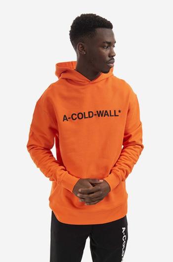 Bavlnená mikina A-COLD-WALL* Essential Logo Hoodie ACWMW083.-LIGHTORANG, pánska, oranžová farba, s kapucňou, s potlačou