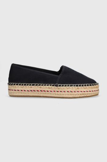 Espadrilky Tommy Hilfiger TH EMBROIDERED FLATFORM tmavomodrá farba, na platforme, FW0FW07014