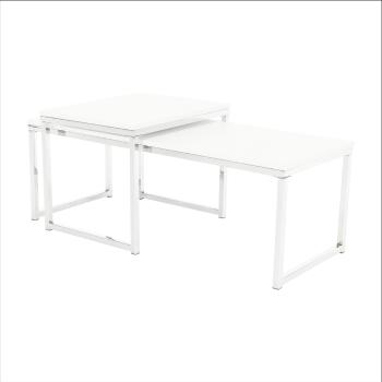 Konferenčné stolíky, set 2 ks, biela matná/chróm, MAGNO TYP 2 P1, poškodený tovar