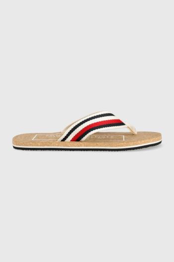 Žabky Tommy Hilfiger HILFIHER CORK BEACH SANDAL pánske, biela farba, FM0FM04475