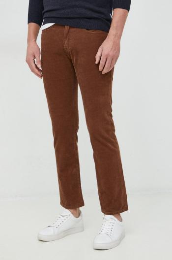 Manšestrové nohavice GAP pánske, hnedá farba, rovné