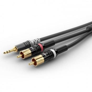 Hicon HBP-3SC2-0600  audio prepojovací kábel [1x jack zástrčka 3,5 mm - 2x cinch zástrčka] 6.00 m čierna