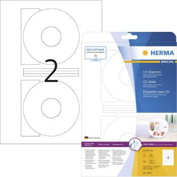 Herma sieťok na CD / DVD 5079  Ø 116 mm papier  biela 50 ks permanentné nepriehľadný atrament, laser