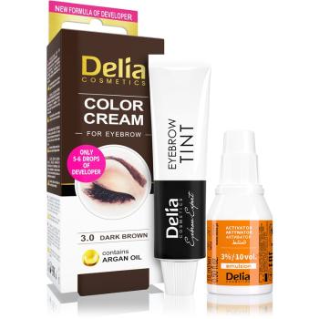 Delia Cosmetics Argan Oil farba na obočie odtieň 3.0 Dark Brown 15 ml