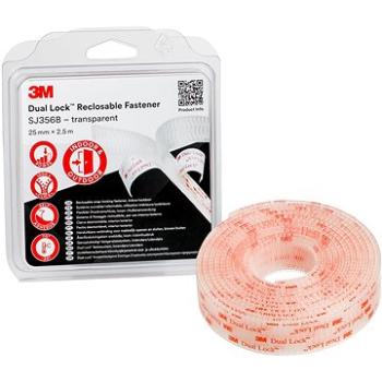 3M™ Dual-Lock™ samolepiaci suchý zips SJ356B, transparentný, 25 mm × 2,5 m v blistri (F8201)