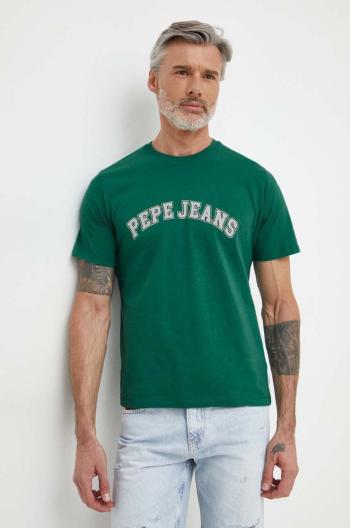 Bavlnené tričko Pepe Jeans CLEMENT pánske, zelená farba, s potlačou, PM509220