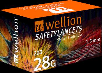 Wellion Safety LANCETS 25G LANCETA bezpečnostná priemer 1,8 mm sterilná jednorazová 200 ks