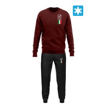 TUTA ITALIA 100 UOMO IN FELPA GRANATA/NERO Tg. XS