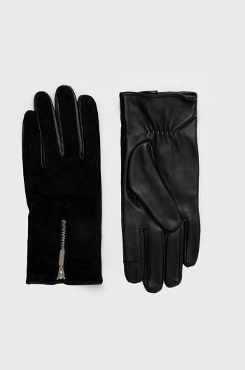 Kožené rukavice Only dámske, čierna farba