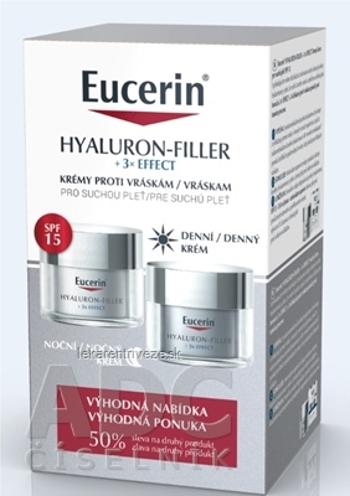 Eucerin HYALURON-FILLER+3xEFFECT SPF15 DUO denný krém 50 ml + nočný krém 50 ml (zľava na 2.produkt) 1x1 set