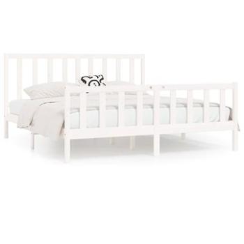 Rám postele biely masívne drevo 200 × 200 cm, 3106854