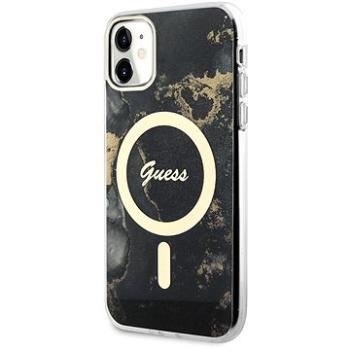 Guess Marble IML MagSafe Kompatibilný Zadný Kryt na iPhone 11 Black (GUHMN61HTMRSK)