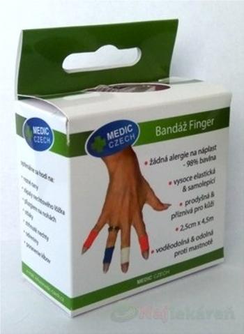 MEDIC Bandáž Finger Modrá, 2,5cmx4,5m,náplasť elastická (rýchloobväz) 1ks