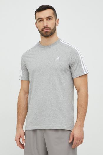 Bavlnené tričko adidas šedá farba, jednofarebné