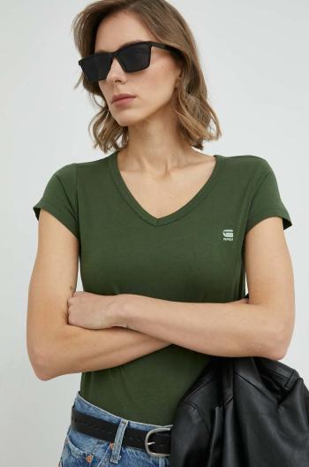 Bavlnené tričko G-Star Raw , zelená farba