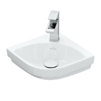 VILLEROY & BOCH - Subway 3.0 Umývadielko rohové, 320x320 mm, bez prepadu, otvor na batériu, alpská biela 43714601