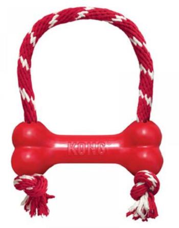 Kong Goodie Bone Medium gumová kost s lanem 14 cm