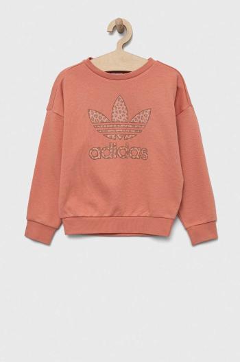 Detská mikina adidas Originals oranžová farba, s potlačou