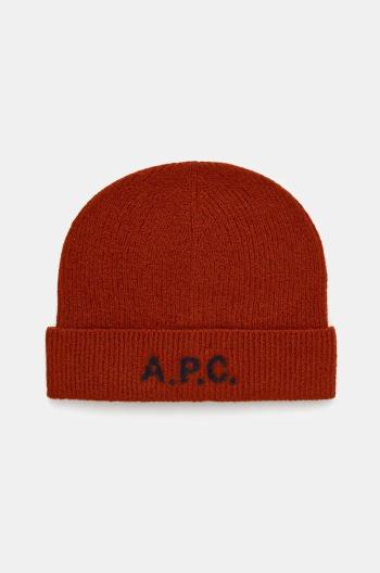 Vlnená čiapka A.P.C. bonnet harry vlnená, hnedá farba, WVBDK.M25085