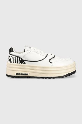 Kožené tenisky Love Moschino Sneakerd Basket 60 biela farba, JA15426G1G