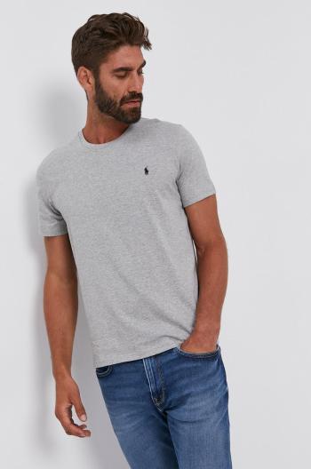 Bavlnené tričko Polo Ralph Lauren šedá farba, jednofarebné
