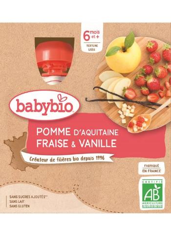 4x BABYBIO Kapsička jablko, jahoda, vanilka (90 g)