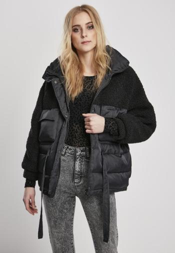 Urban Classics Ladies Sherpa Mix Puffer Jacket black - XS