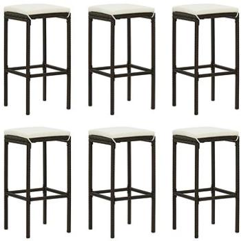 Barové stoličky s poduškami, 6 ks hnedé polyratan, 313448