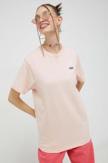Bavlnené tričko Vans ružová farba
