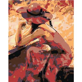 Maľovanie podľa čísel – Krásna zasnená žena v červenom (HRAmal00936nad)