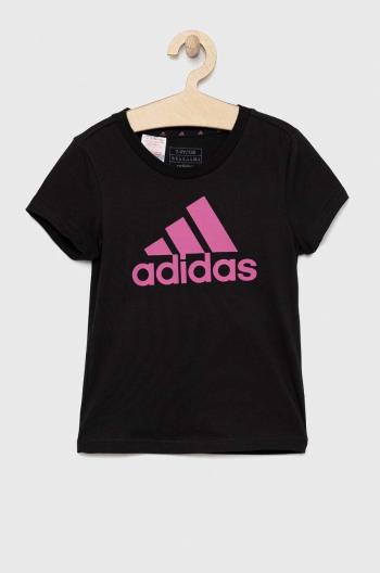 Detské bavlnené tričko adidas G BL čierna farba