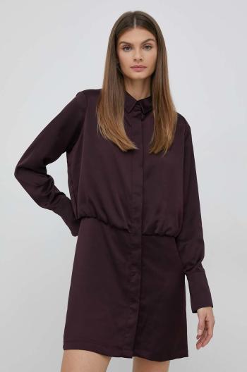 Šaty Dkny fialová farba, mini, rovný strih