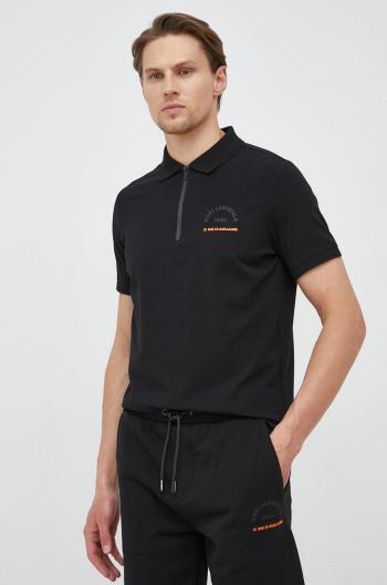 Polo tričko Karl Lagerfeld pánske, čierna farba, s potlačou