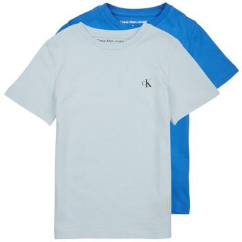 Calvin Klein Jeans  Tričká s krátkym rukávom PACK MONOGRAM TOP X2  Modrá
