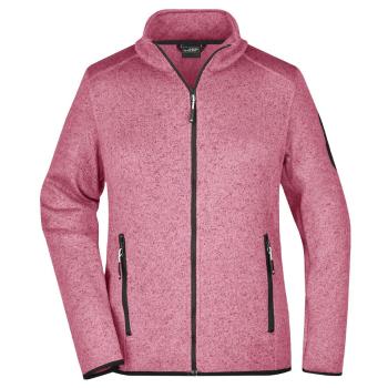 James & Nicholson Dámska bunda z pleteného fleecu JN761 - Ružový melír / off-white | M