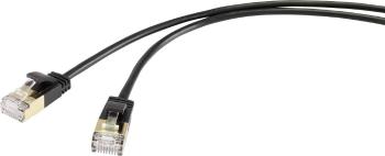 Renkforce RF-3522068 RJ45 sieťové káble, prepojovacie káble CAT 8.1 F/FTP 1.00 m čierna extrémne tenký, pozlátené kontak