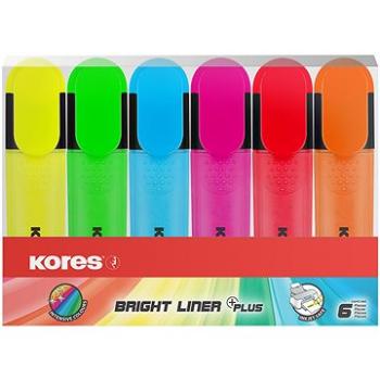 KORES BRIGHT LINER PLUS sada 6 farieb (žltá, zelená, ružová, oranžová, modrá, červená) (36160)
