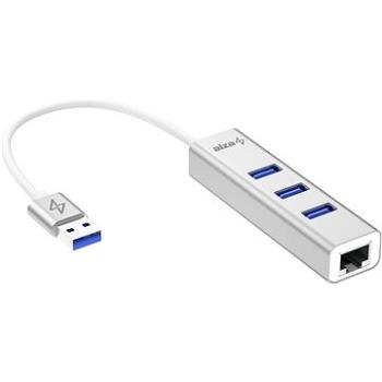 AlzaPower AluCore USB-A (M) na 3× USB-A (F) s LAN strieborná (APW-HAA3AL1S)