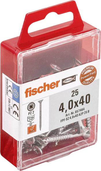 Fischer  657464 skrutka do dreva 4 mm 40 mm krížová dražka Pozidriv     glavanizované zinkom 25 ks