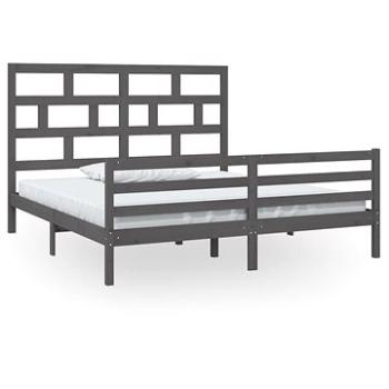 Rám postele sivý masívne drevo 180 × 200 cm Super King, 3101300