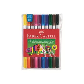 FABER-CASTELL POPISOVACE FIBRE-TIP OBOJSTRANNE 10 FAREBNE